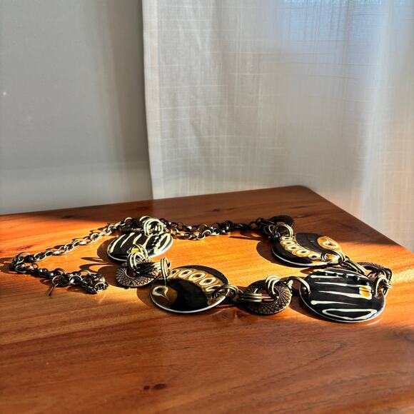 RARE Vintage Brown Enameled Disc Chain Belt Adjustable main image 11